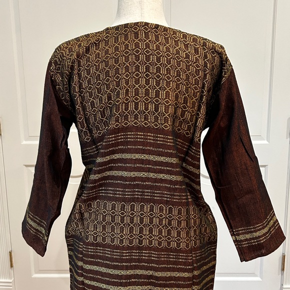 Hand loom vintage long blazer made in Oaxaca mex. - Picture 8 of 9